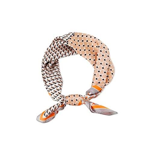 LumiSyne sciarpe di seta da donna foulard quadrata elegante stampa geometrica artistica cuciture colorate seta di raso di alta qualità fazzoletto fascia per capelli wristband regali accessori senior