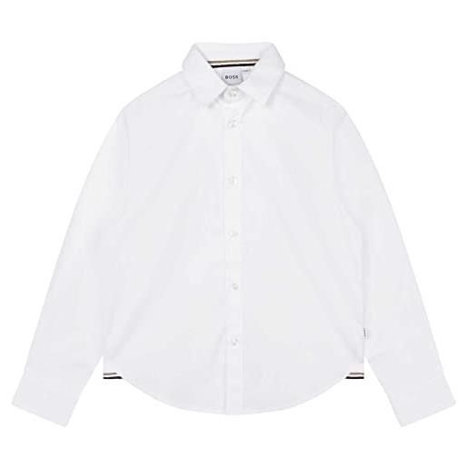 BOSS - camicia tinta unita in cotone 100% cotone, bianco, 10-11 anni