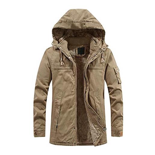 Kobilee giacca invernale uomo lungo zip elegante cappotto caldo vintage in pile giubbino antivento fodera moto con cappuccio parka giubbotto invernale