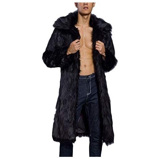 DianShaoA giacca lungo colletto in peluche cappotto cappotti giaccas outwear di pelliccia sintetica da uomo bianco s