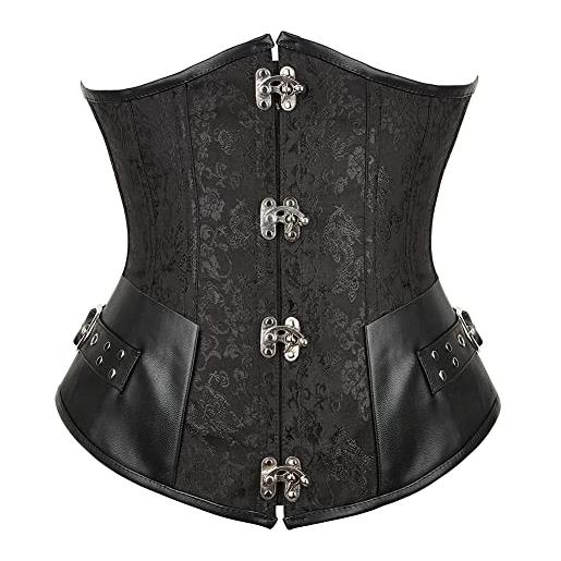 WLFFW corsetto sottoseno gotico corpetto steampunk sottile (eu(38-40) xl, nero)