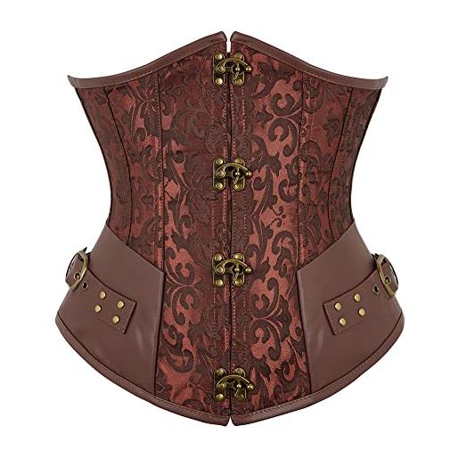 WLFFW corsetto sottoseno gotico corpetto steampunk sottile (eu(36-38) l, marrone)