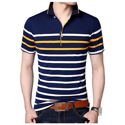 Disimlarl polo a righe a contrasto manica corta da uomo estivo classico casual top maglietta traspirante con risvolto, giallo, 4xl
