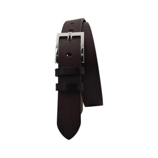 ESPERANTO cintura in puro cuoio di toro con fibbia a blocco - altezza 3,5 cm (105 cm (girovita 90 cm), marrone scuro)