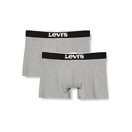 Levi's levis men solid basic boxer 2p pantaloncino, grigio (middle grey melange 758), medium (pacco da 2) uomo