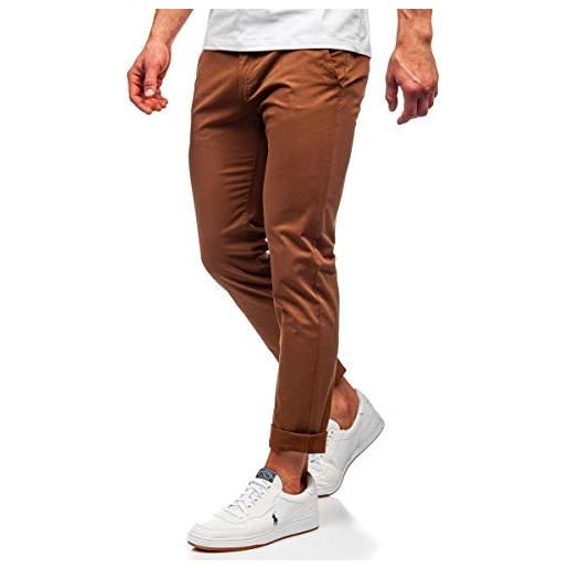 BOLF uomo pantaloni chinos in tessuto eleganti classici semplici clubwear casual style 1143 arancione(scuro) 30 [6f6]