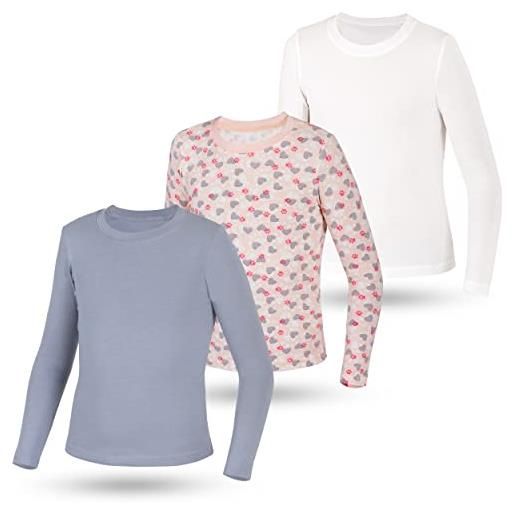 LOREZA ® 3 bambini ragazze maniche lunghe magliette canottiere biancheria (104-110 (4-5 anni), modello 2)