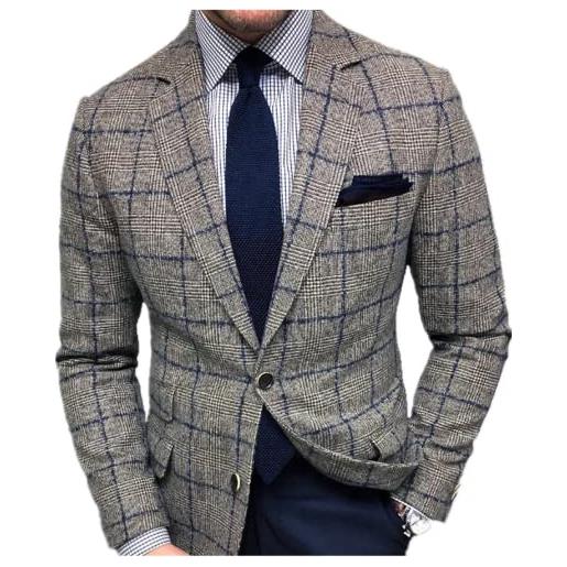 Andiwa giacca blazer monopetto da uomo a quadri slim fit blazer/cappotto sportivo casual business suit - molti colori giacche, grigio, l