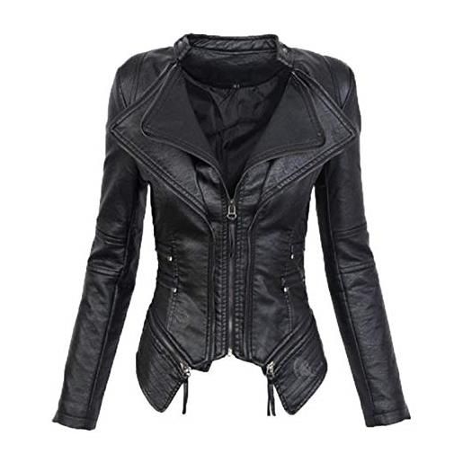 Laoling gotico couro falso pu mulheres jaqueta de inverno moda outono motocicleta jaqueta de couro preto casacos capispalla black xl