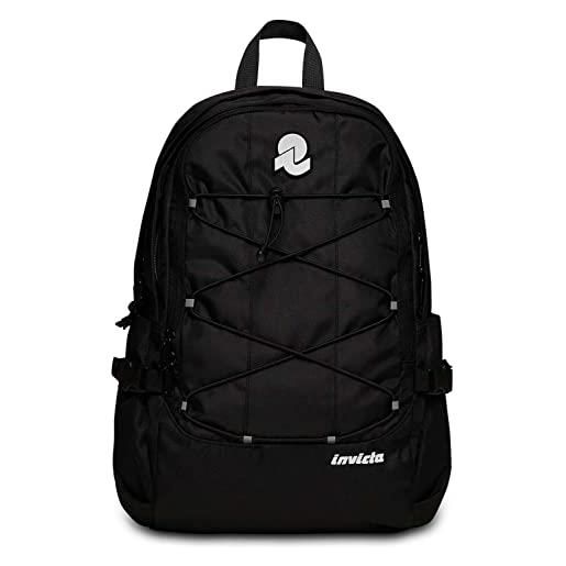 Invicta - invict-act smart backpack - double compartment, travel, school & leisure, black, computer pocket