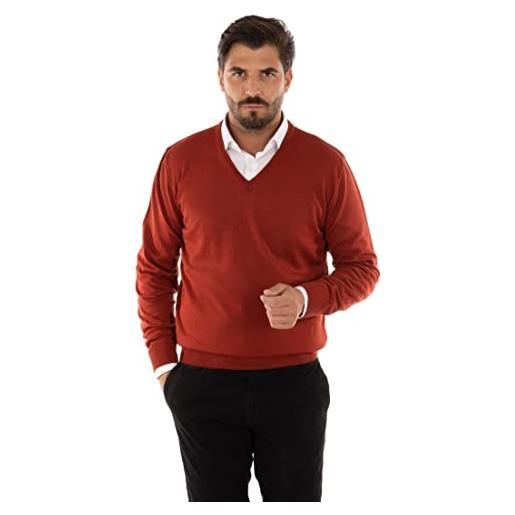 Ciabalù maglione uomo invernale in lana merinos made in italy pullover scollo a v regular fit (as6, alpha, xx_l, regular, regular, celeste, xxl)