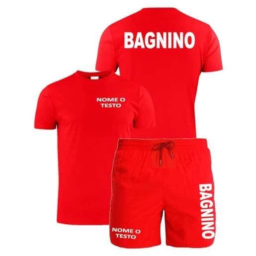 ITALIAN LIFEGUARD completo maglietta costume bagnino con stampa personalizzata (m)
