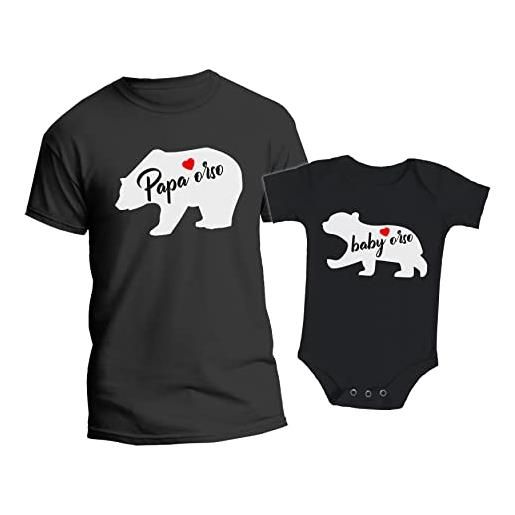 t-shirteria coppia tshirt - body neonato - papà figlia - orsi - orsetti papà baby orso - bear - figlia - neonata - bimba - bambina - regalo - father baby - papi - simpatico