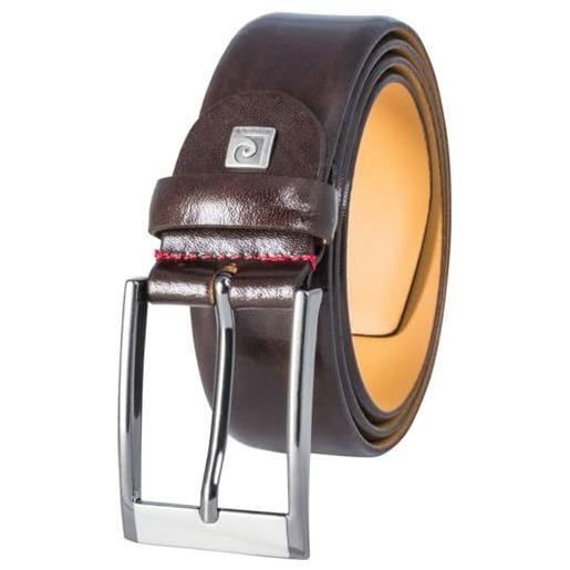 Pierre Cardin leather belt men, suit belt men 35mm wide, belt men cowhide belt dark brown, farbe/color: marrone, size us/eu: bundweite 90 cm gesamtlänge 105 cm w 35.5 l