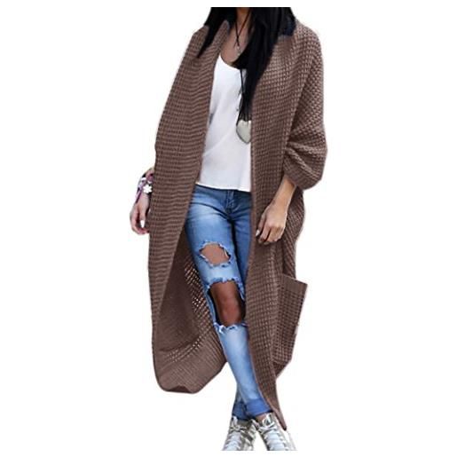 Mikos* maglia donna giacca cardigan maniche 3/4 asimmetrico lungo (629) (marrone)