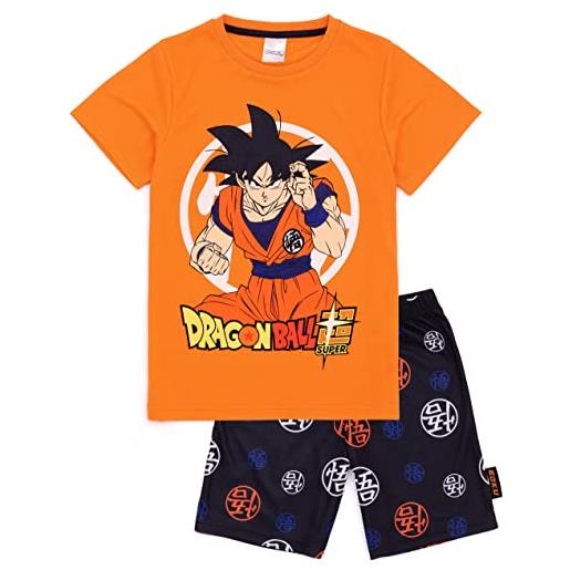 Dragon Ball Z pigiama bambini | ragazzi ragazze goku personaggio arancione manica corta t-shirt simbolo guerriero pantaloncini nero | merchandising di abbigliamento anime