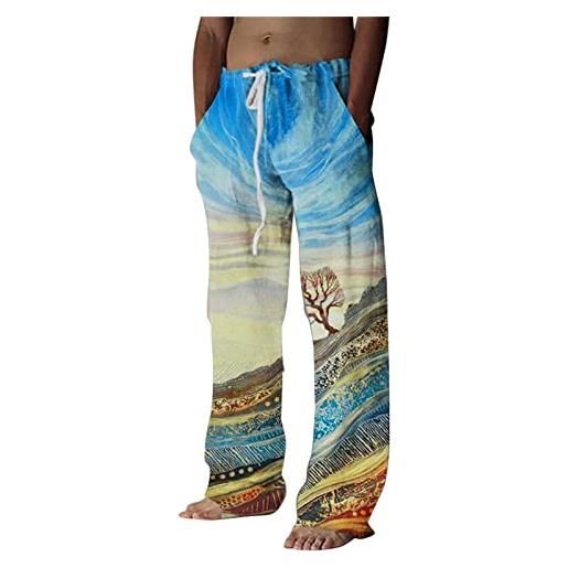 Xmiral pantaloni di grandi dimensioni con tasche in lino stampate casual da uomo pantaloni mimetici tasche