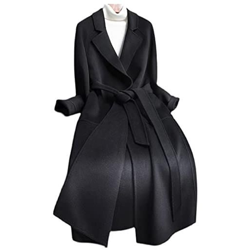 wkd-thvb donne sciolto lungo cappotto di cachemire della cinghia di lana del cappotto del cappotto di capospalla più, cammello, xl
