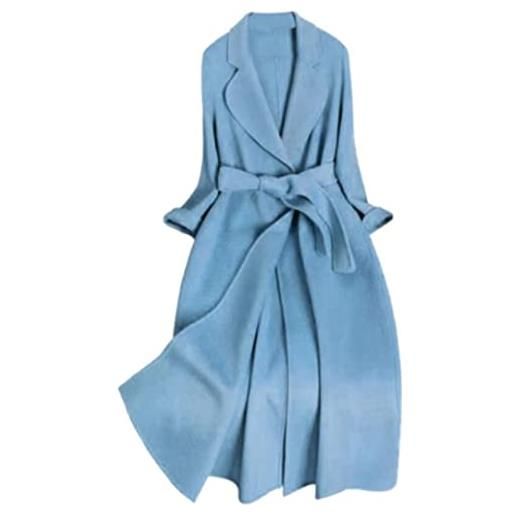 wkd-thvb cappotto lungo in cashmere da donna con cintura, in lana, soprabito con cintura, giacca da esterno, taglia più, cammello, l