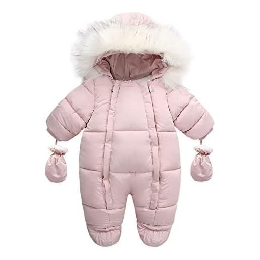 Meggsnle abbigliamento per bambini, parka, giacca invernale, abbigliamento mimetico, 0 - 24 mesi, in cotone, per neonati, tuta da neve, tuta da neve per bambini, 68/74, 02#rosa, 6-12 mesi