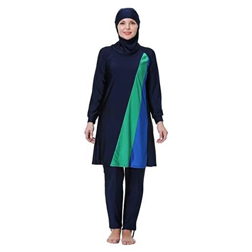 FOKULUNDA costume da bagno burkini musulmano plus size costume da bagno modesto completo islamico hijab top swim pants set (5xl, f1)