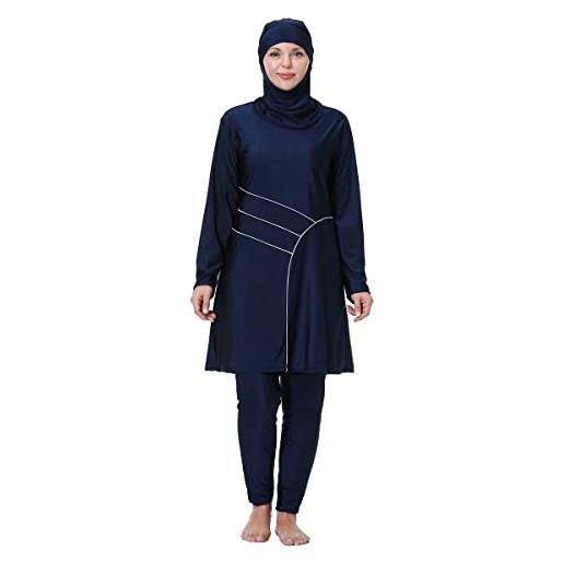 FOKULUNDA costume da bagno burkini musulmano plus size costume da bagno modesto completo islamico hijab top swim pants set (8xl, f1)
