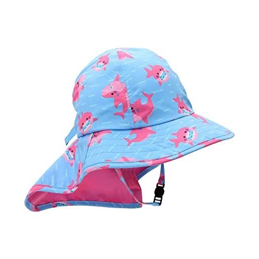 Zoocchini cappellino cappello da sole per bambino pescatore con laccetto, con protezione uv 50+, taglia 2-4 anni, modello sophie lo squalo