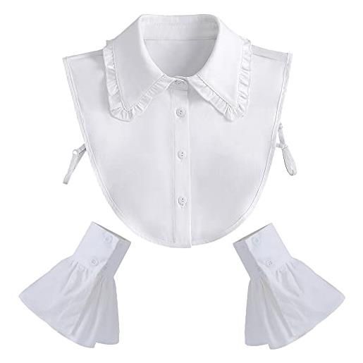 LoudSung fake hallar rimovibile mezza camicia camicia maniche false set di polsini da polso design elegante per donne e ragazze, elegant set01