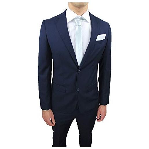 Mat Sartoriale abito completo uomo sartoriale blu slim fit aderente vestito elegante cerimonia (48)