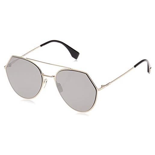 Fendi ff 0194/s 0t 3yg 55 occhiali da sole, oro (light gold/grey silver ar), donna