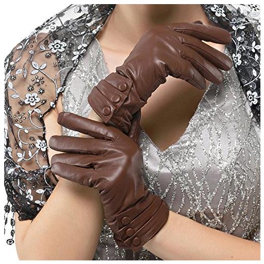 Nappaglo donne guanti in pelle nappa puro cashmere guida inverno caldo guanti (touchscreen o non touchscreen)