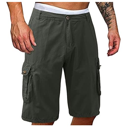 Xmiral pantaloni corti multi-dritti casual da uomo pantaloni corti da esterno in tinta unita con bottoni corti cargo jogging pants