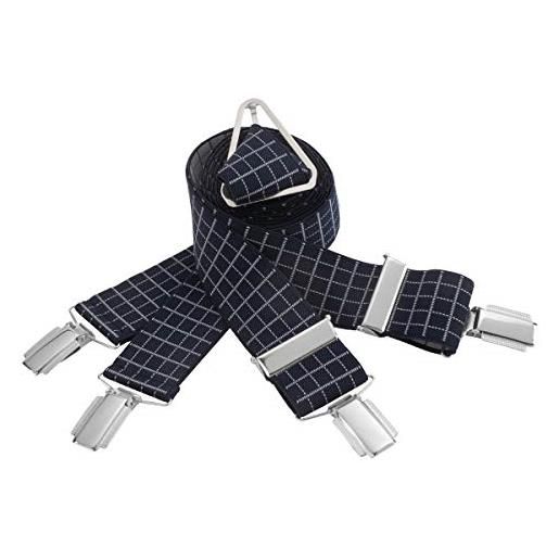 Lindenmann suspenders/x-shape, mens suspenders, 35 mm wide, dark blue-white, 8206, größe/size: 110, farbe/color: blu