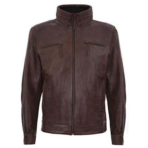 Infinity Leather giacca da moto da uomo in pelle marrone brando l