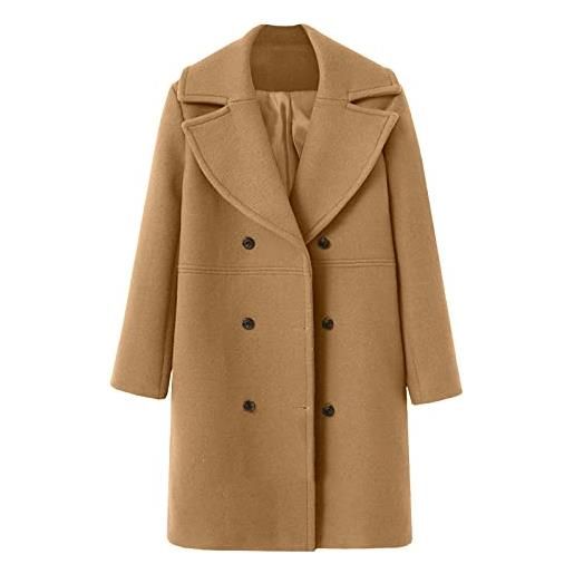 MaNMaNing calda cappotto donna capispalla da donna invernale in lana con cappotto medio lungo notch doppiopetto con