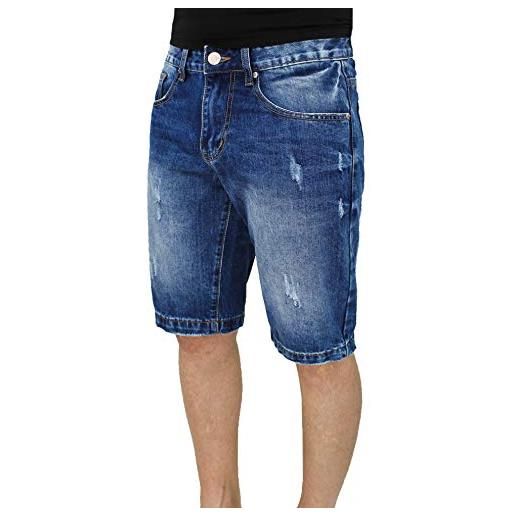 Evoga jeans pantaloni corti uomo blu denim shorts estivi slim fit in cotone (50, blu denim)