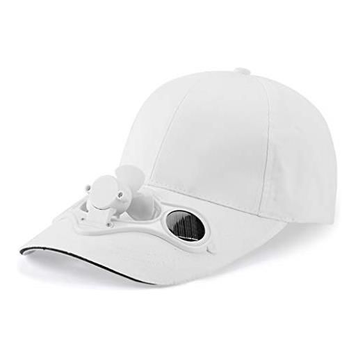 DAISHIAO pannello solare estivo alimentato ventola di raffreddamento berretto da baseball esterno con visiera parasole cappello, bianco