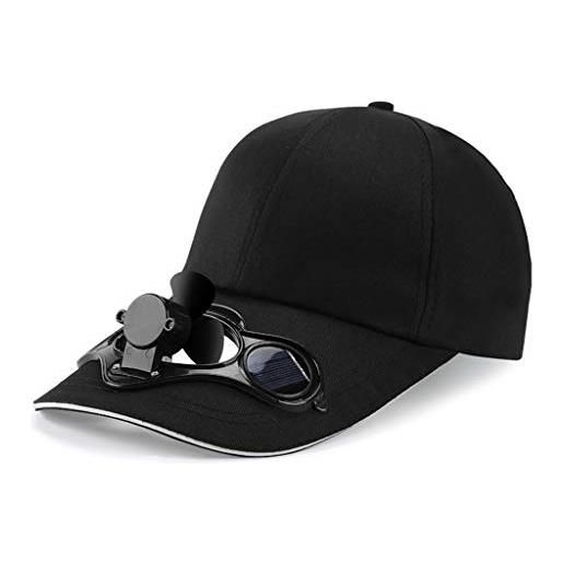 DAISHIAO pannello solare estivo alimentato ventola di raffreddamento berretto da baseball esterno con visiera parasole cappello, bianco