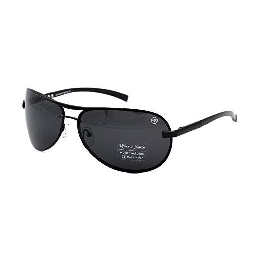 Roberto Marco - occhiali da sole polarizzati, colore: grigio semi-scuro, per guida, senza riflessione, simile al design aviatore