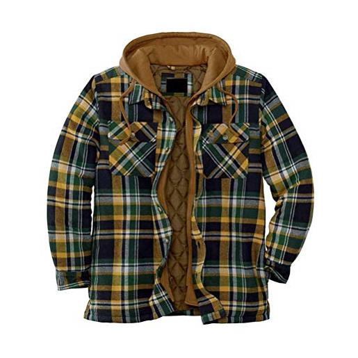 Onsoyours uomo giacca invernale vintage camicia a quadri imbottita cappotto caldo flanella fodera protettiva boscaiolo camicia lavoro coulisse cappuccio a verde 4xl