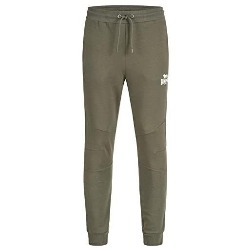 Lonsdale yetminster - pantaloni sportivi da uomo, verde/bianco, m