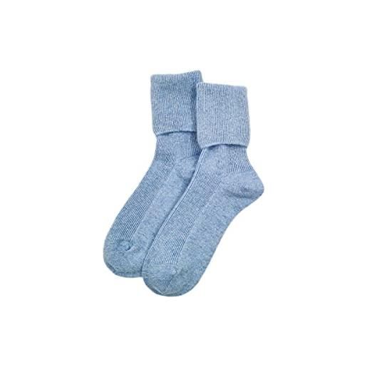 iMongolo - calze da letto in 100% puro cashmere per donna, moglie, madre, dita collegate a mano per cuciture lisce, calze calde e accoglienti, taglia unica (1 paio) blu taglia unica