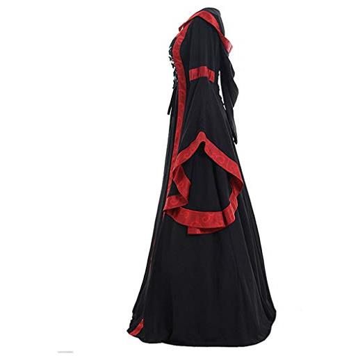 TDEOK abbigliamento piano cosplay medio lungo donne vintage gotico abito donna modello tunica medievale, nero , xxxl
