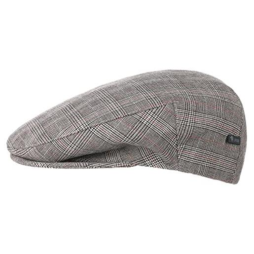 LIPODO coppola a quadri devron uomo - made in italy cotton cap cappello piatto con visiera, fodera estate primavera/estate - 56 cm grigio