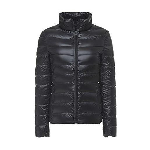 GUOCU piumino da donna ultra leggero packable inverno manica lunga di grandi dimensioni corto vestibilità slim giù giacca cappotto nero m