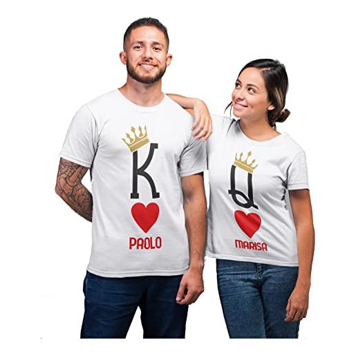 fashwork coppia t-shirt magliette personalizzabili san. Valentino king & queen regalo lui e lei innamorati anniversario matrimonio fidanzati innamorati