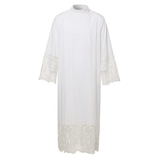 BLESSUME indumento della chiesa liturgica del pulpito del sacerdote cattolico alb pieghettato, bianco 5, xxl