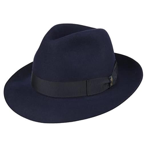 Borsalino cappello alessandria superior uomo - made in italy fedora da con fodera, nastro grosgrain estate/inverno - 59 cm talpa