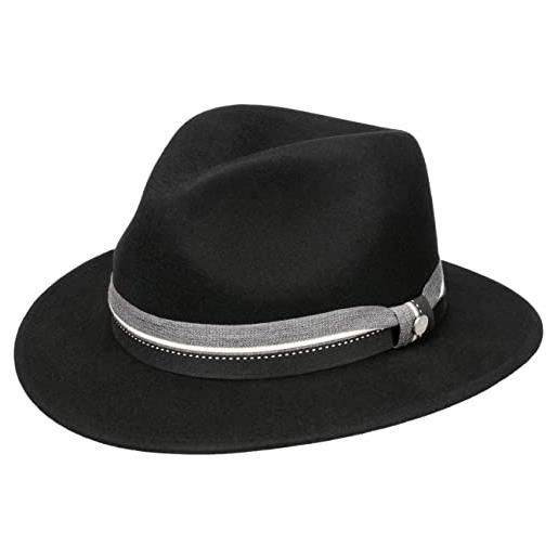 LIERYS cappello in lana vamona traveller donna/uomo - outdoor di feltro da pioggia autunno/inverno - s (54-55 cm) nero