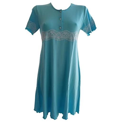 SISTERS frasi, camicia da notte donna maniche corte, viscosa elasticizzata, art. 112972, colore acqua (46 l it donna)